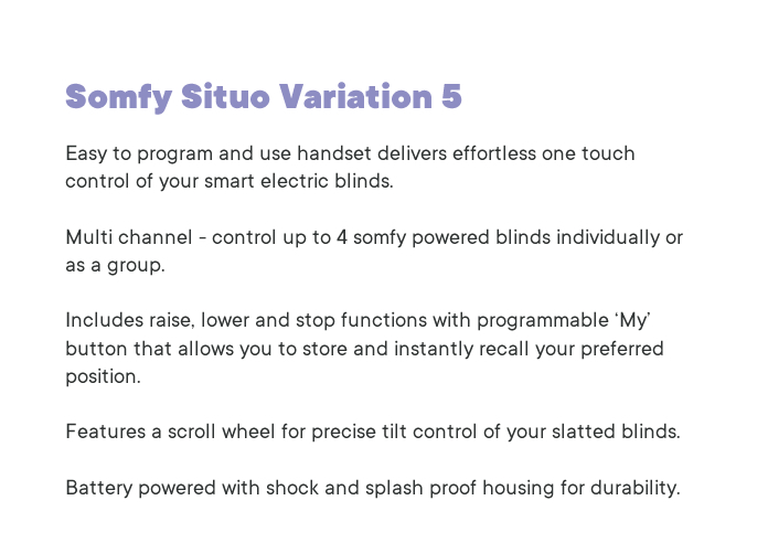 Somfy Situo 5 Variation Pure RTS - Motorised Blind Accessory - Image 4